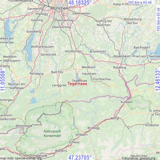 Tegernsee on map
