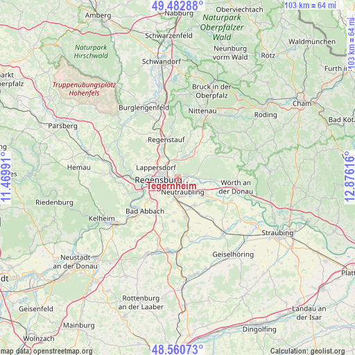 Tegernheim on map