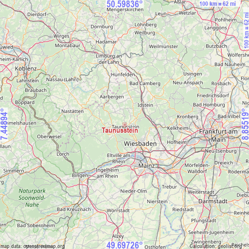 Taunusstein on map