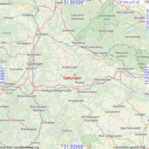 Tastungen on map