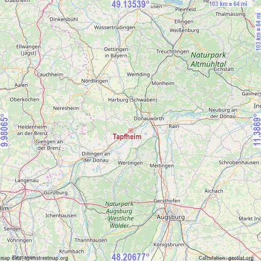 Tapfheim on map