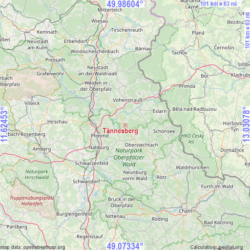 Tännesberg on map