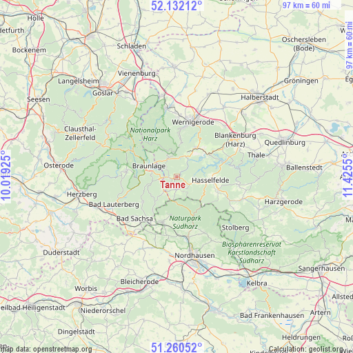 Tanne on map