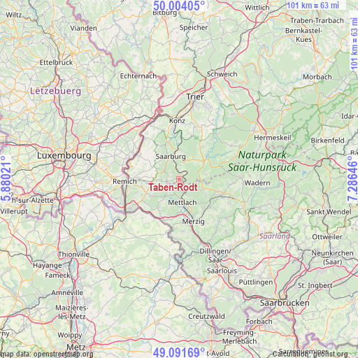 Taben-Rodt on map
