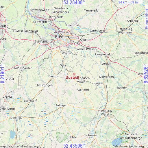 Süstedt on map