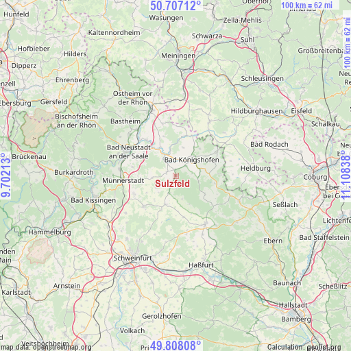 Sulzfeld on map