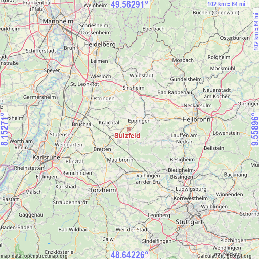 Sulzfeld on map
