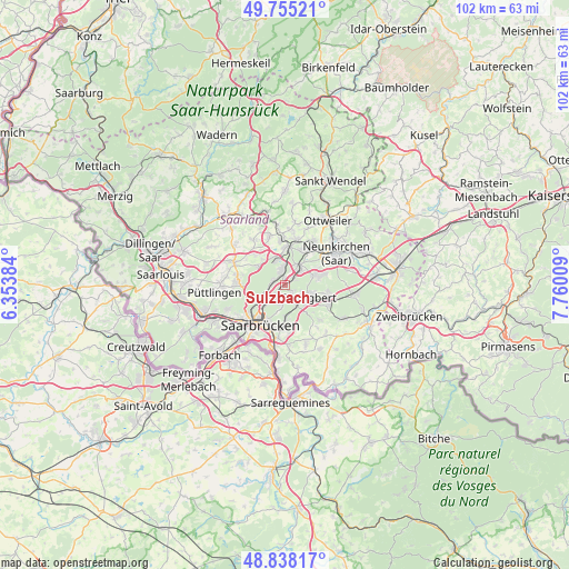 Sulzbach on map