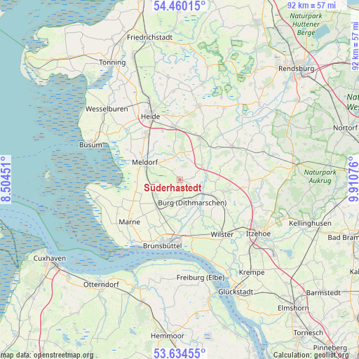 Süderhastedt on map