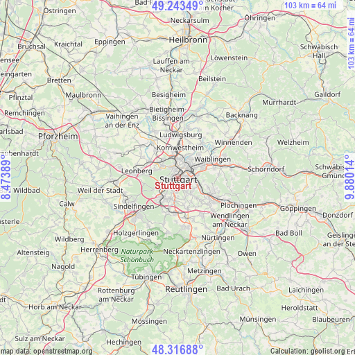 Stuttgart on map