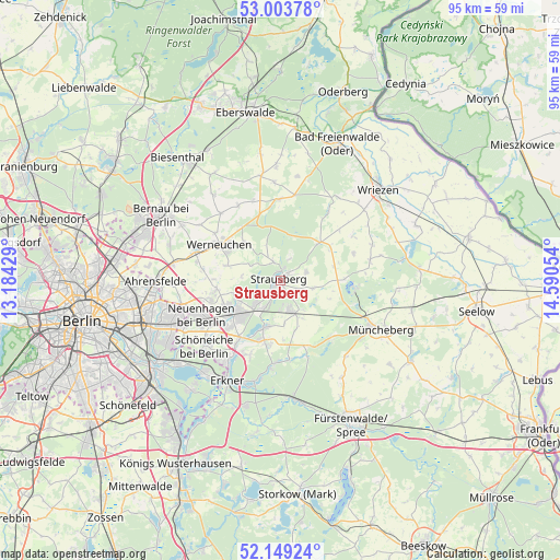 Strausberg on map