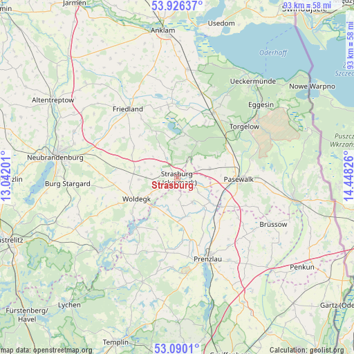 Strasburg on map