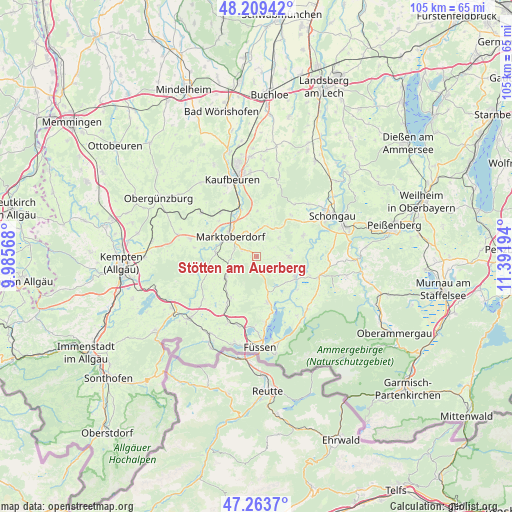 Stötten am Auerberg on map