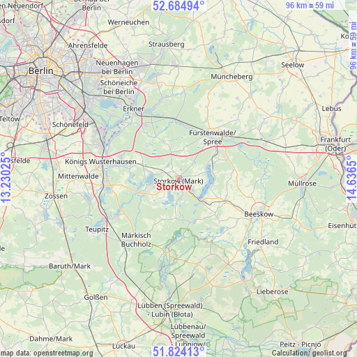 Storkow on map