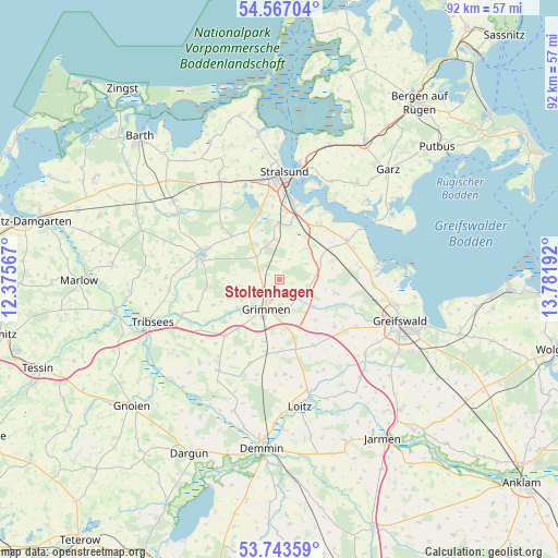 Stoltenhagen on map