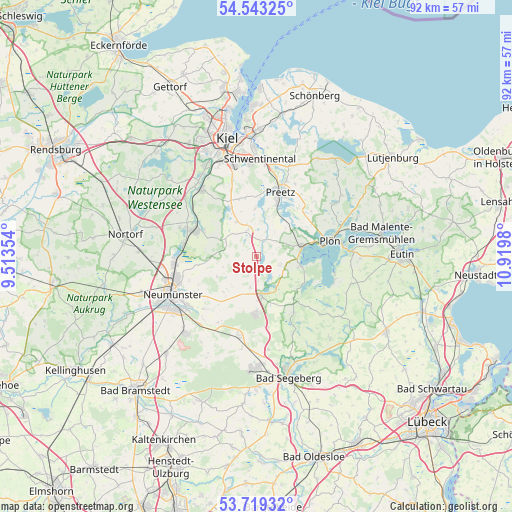 Stolpe on map