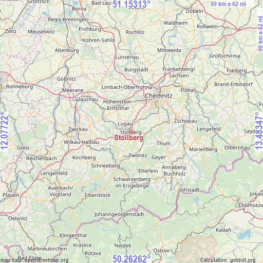 Stollberg on map