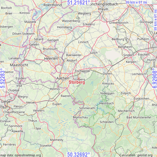 Stolberg on map