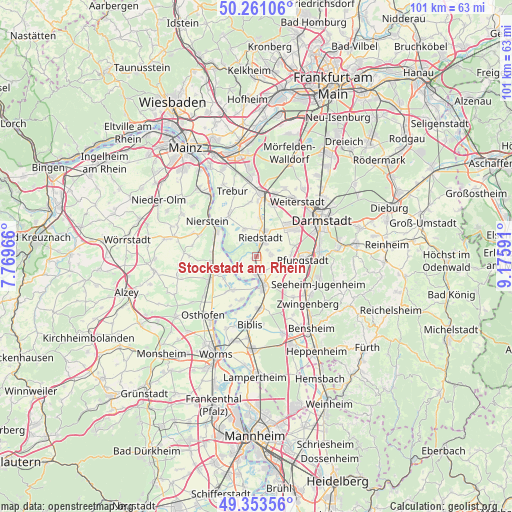 Stockstadt am Rhein on map