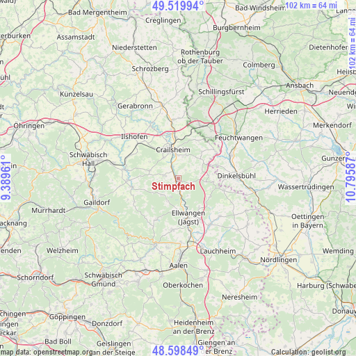 Stimpfach on map
