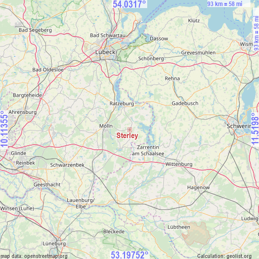 Sterley on map