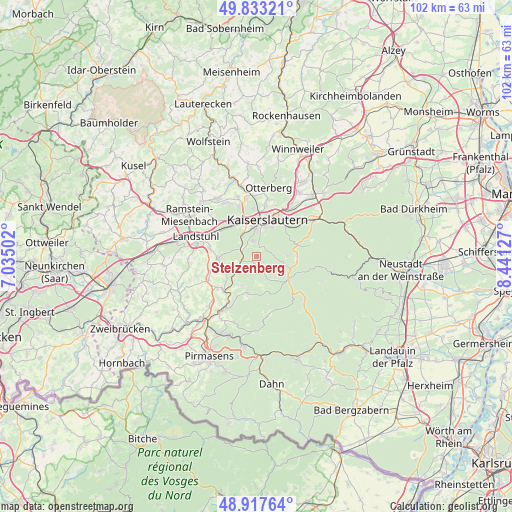 Stelzenberg on map