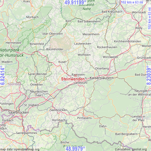 Steinwenden on map