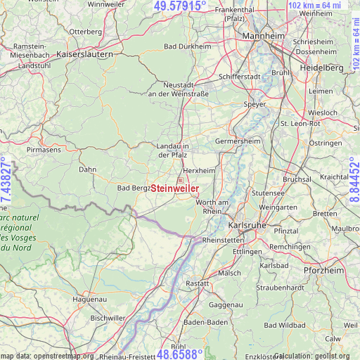 Steinweiler on map