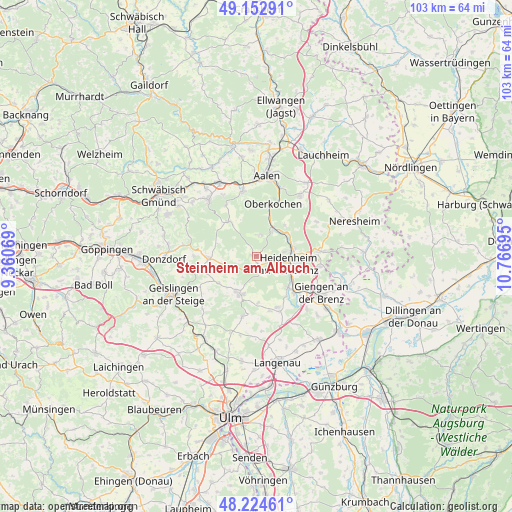 Steinheim am Albuch on map