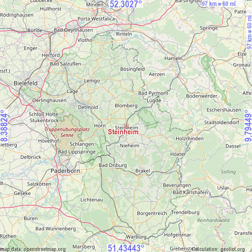 Steinheim on map