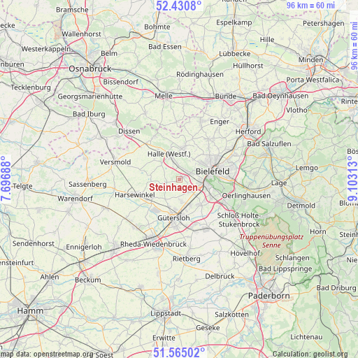 Steinhagen on map