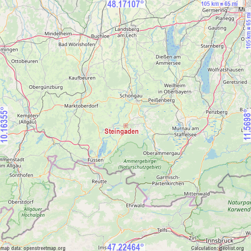 Steingaden on map