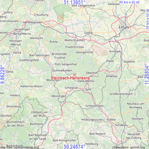 Steinbach-Hallenberg on map