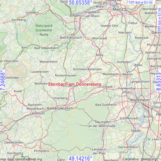 Steinbach am Donnersberg on map