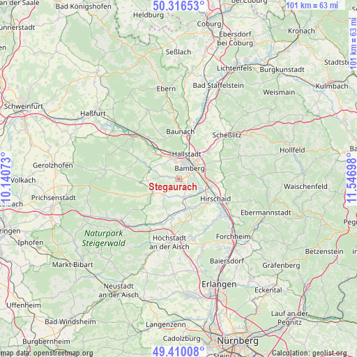 Stegaurach on map