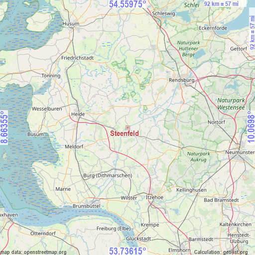 Steenfeld on map