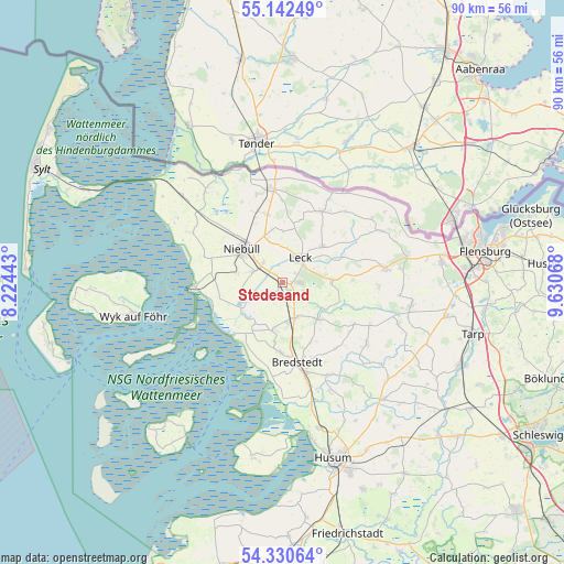 Stedesand on map