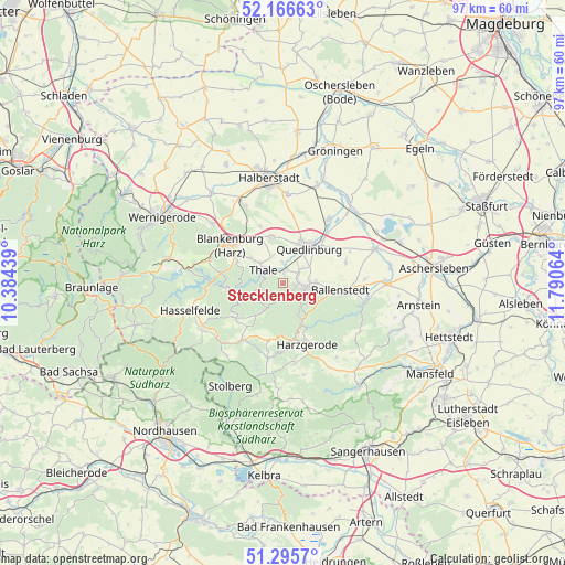Stecklenberg on map