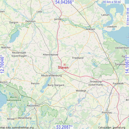 Staven on map