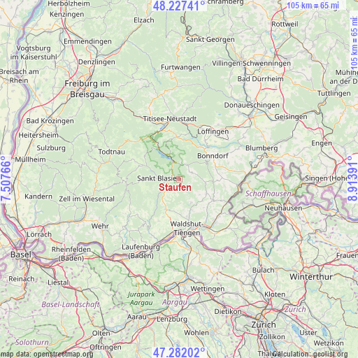 Staufen on map