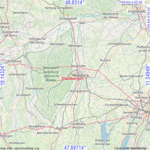 Stadtbergen on map