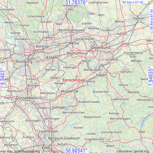 Sprockhövel on map