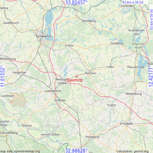 Spornitz on map