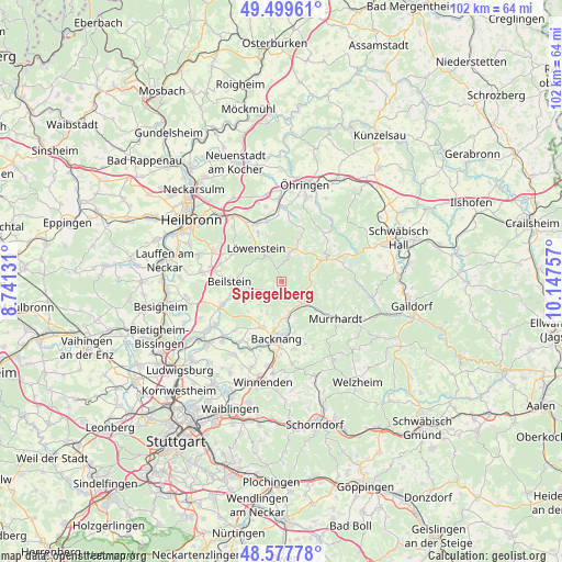 Spiegelberg on map