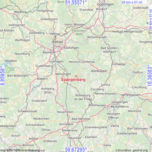 Spangenberg on map