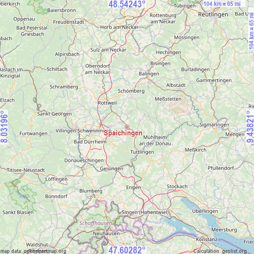 Spaichingen on map