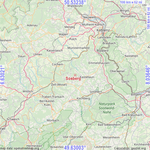 Sosberg on map