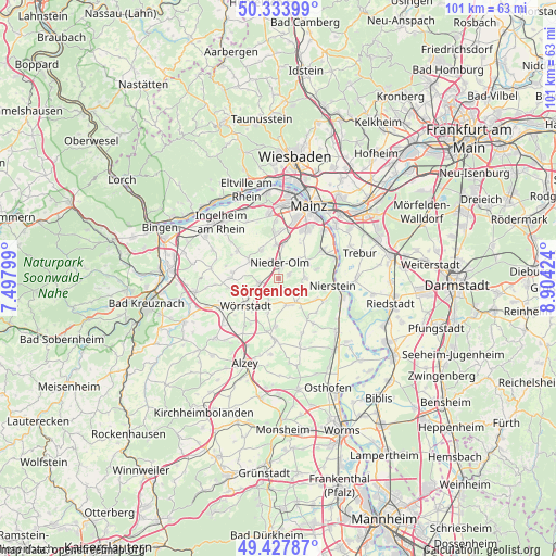 Sörgenloch on map