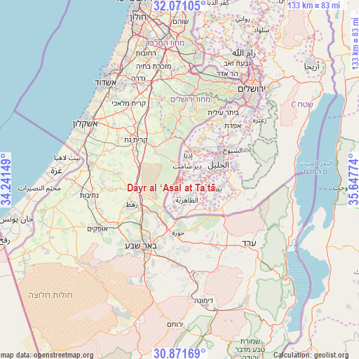 Dayr al ‘Asal at Taḩtā on map