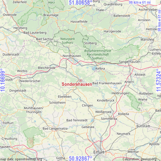 Sondershausen on map